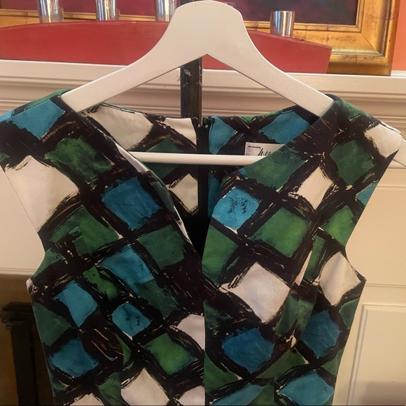 Milly Geometric Block Sleeveless Pencil Sheath Dress sz 0 - Picture 3 of 9